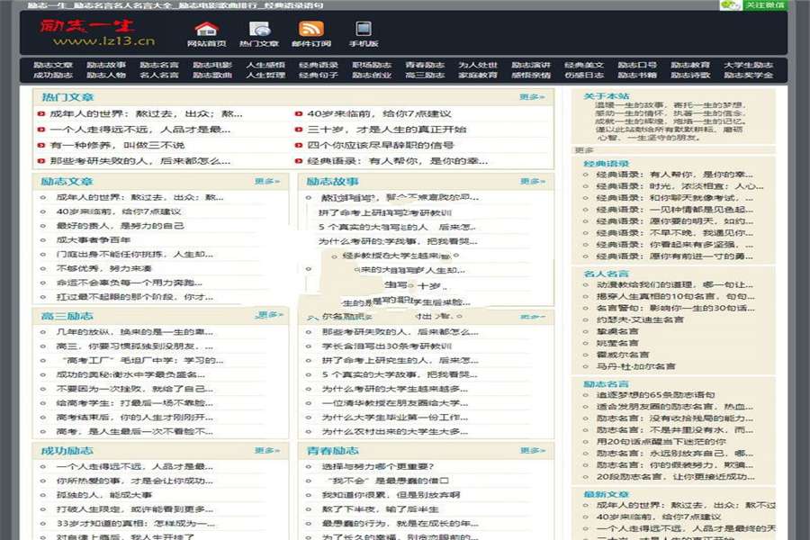 [商业源码]帝国CMS7.0仿励志一生文章网站源码 带手机版+火车头采集插图