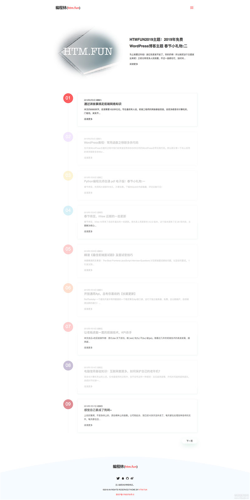 [整站源码]2020年WordPress博客主题简洁响应式HTM.FUN主题插图