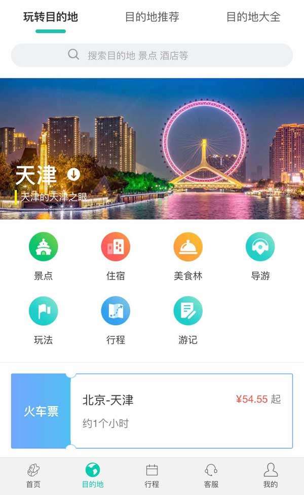 移动应用旅游目的地页面模板插图