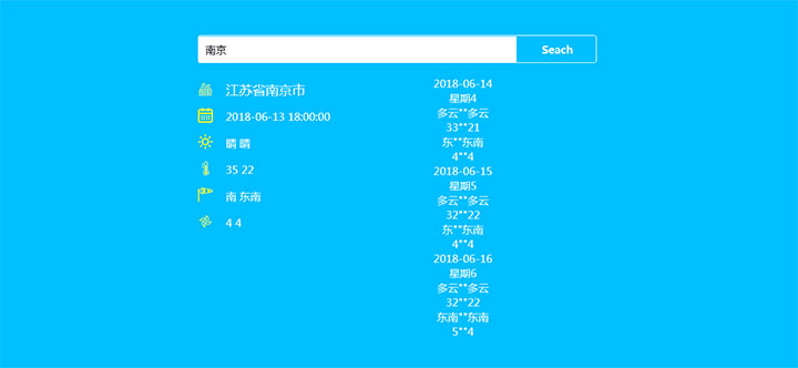 jQuery全国城市天气预报API查询代码插图