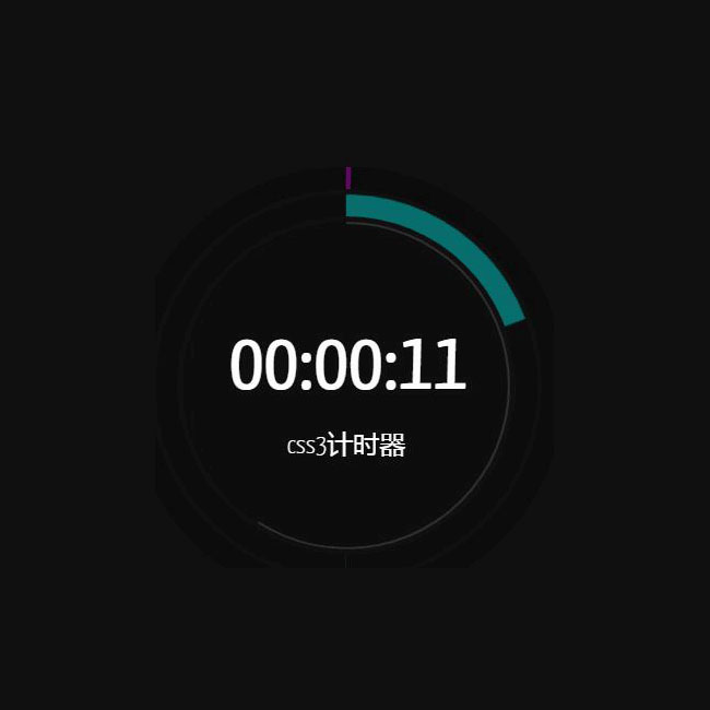 css3圆形进度条时分秒计时器js特效插图