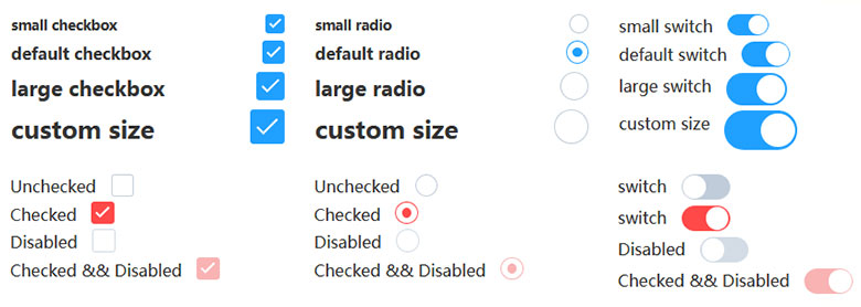 CSS3单选框复选框和开关按钮美化样式UI库插图