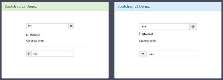 Bootstrap用户输入密码显示隐藏代码插图