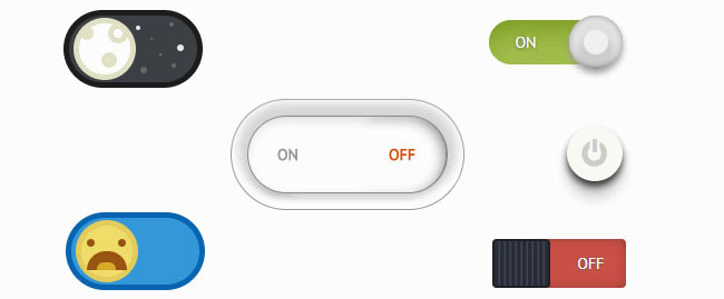 多组创意CSS3开关按钮动画切换特效插图