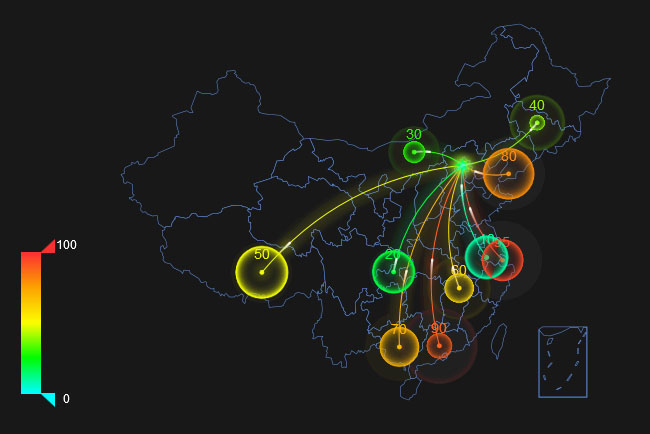 html5 echarts地图分布动画特效插图