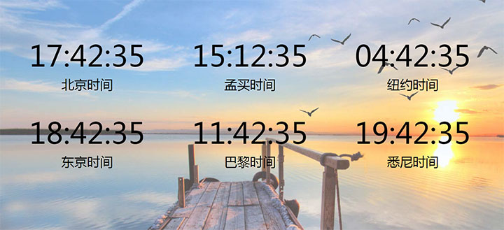 JS显示多个国家时区当前时间代码插图