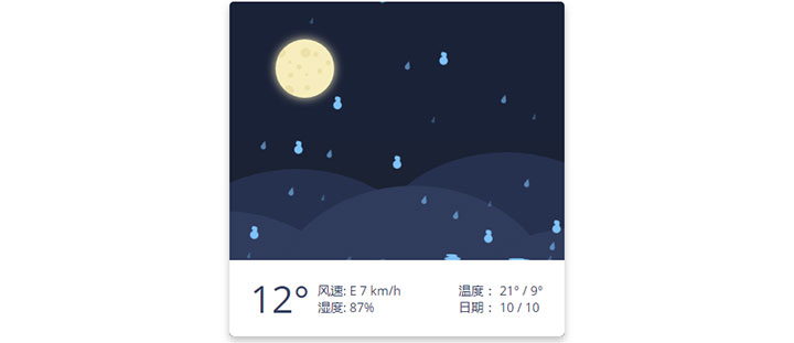 CSS3卡片布局天气预报动画特效插图